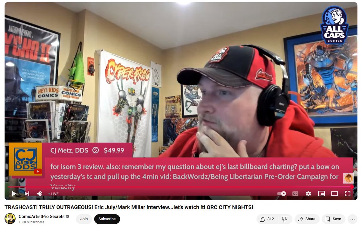 Pulled up Van Sciver's stream to see if he was launching the Heather Swain book,  not yet, but he is begging his audience for a $1,000 in Superchats to review ISOM 3. 

Someone describing sleazy flea market scammers once used the term "dirt merchants". It fits here. 

Comicsgate