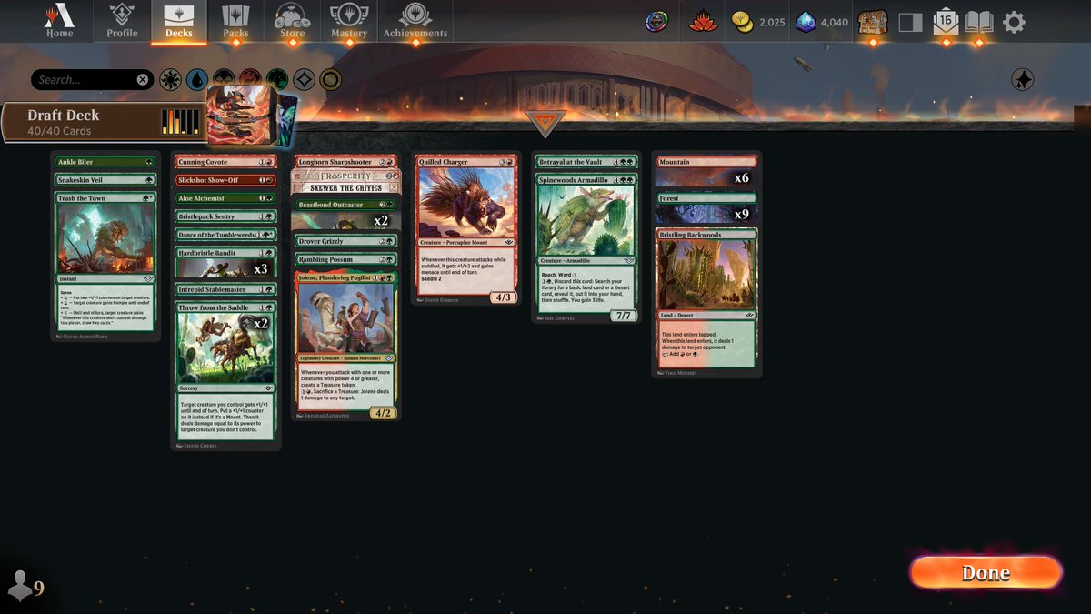 MrClintastik's tweet photo. Outlaws of Thunder Junction Draft (Quick) #? Results: 7-2 Rank: Platinum 3. Strategy: Gruul Aggro. Notable Card: #beastbondoutcaster #magicthegathering #outlawsofthunderjunction https://t.co/gLdSyGdEF7