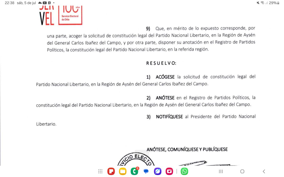 Tengo el orgullo de anunciar que el Partido Nacional Libertario está oficialmente constituidos en todo Chile. Bienvenido Aysen! Felicidades!