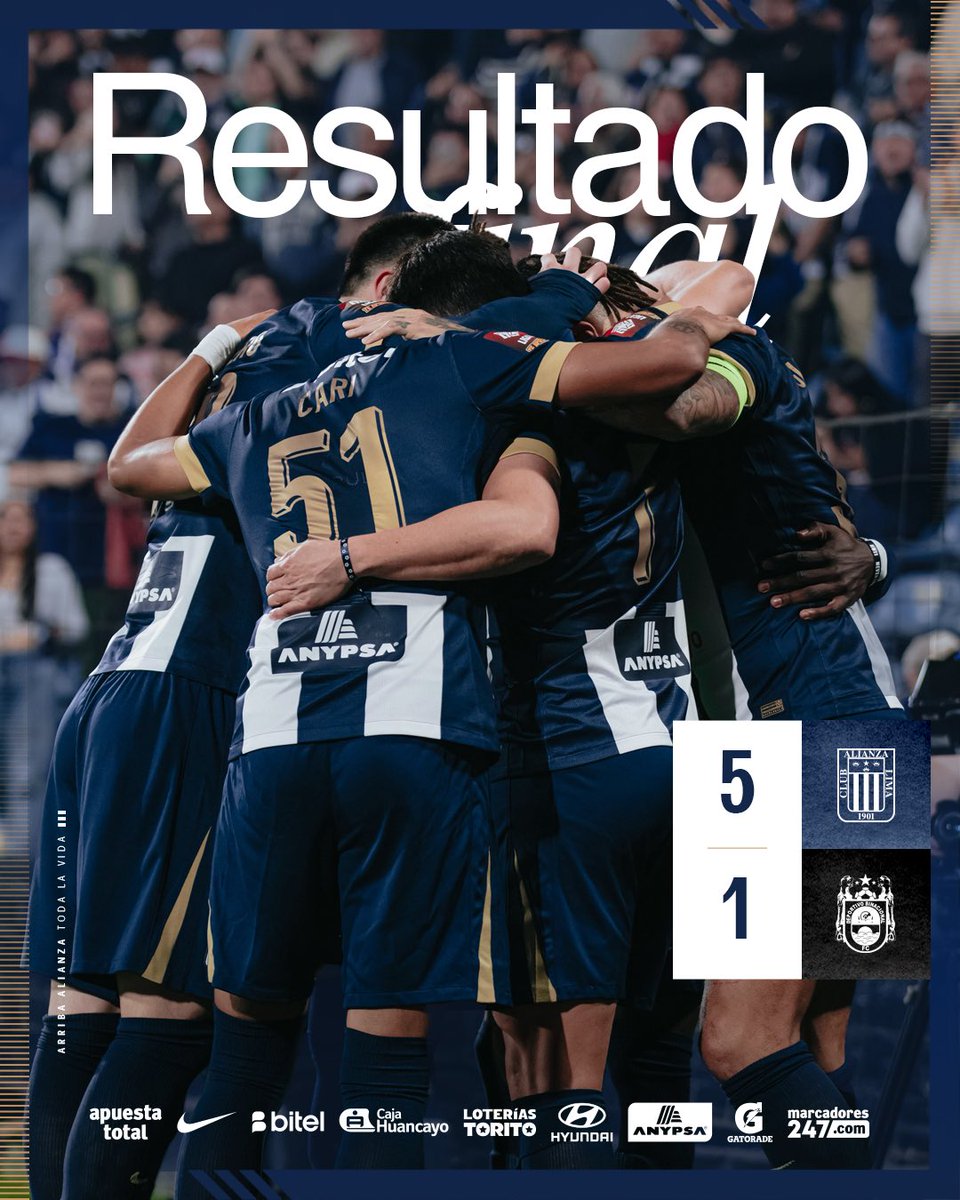 Club Alianza Lima (@clubaloficial) on Twitter photo ⏱ |𝑴𝑰𝑵𝑼𝑻𝑶 𝑨 𝑴𝑰𝑵𝑼𝑻𝑶| ⏱
🏆: 𝑭𝒆𝒄𝒉𝒂 𝟏𝟖 <a href="/Liga1TeApuesto/">Liga1 Te Apuesto</a>
<a href="/ClubALoficial/">Club Alianza Lima</a> 5-1 <a href="/BinacionalFC/">Deportivo Binacional FC</a>
⛳️ 𝑬𝒍 𝒑𝒂𝒓𝒕𝒊𝒅𝒐 𝒉𝒂 𝒕𝒆𝒓𝒎𝒊𝒏𝒂𝒅𝒐.
𝑳𝒂 𝒄𝒂𝒔𝒂 𝒔𝒆 𝒓𝒆𝒔𝒑𝒆𝒕𝒂, 𝟓 𝒈𝒐𝒍𝒆𝒔 𝒑𝒂𝒓𝒂 𝒄𝒆𝒍𝒆𝒃𝒓𝒂𝒓. 💙👏🏾
#ConAlianzaSiempre
#VamosPorMás ⏱ |𝑴𝑰𝑵𝑼𝑻𝑶 𝑨 𝑴𝑰𝑵𝑼𝑻𝑶| ⏱
🏆: 𝑭𝒆𝒄𝒉𝒂 𝟏𝟖 <a href="/Liga1TeApuesto/">Liga1 Te Apuesto</a>
<a href="/ClubALoficial/">Club Alianza Lima</a> 5-1 <a href="/BinacionalFC/">Deportivo Binacional FC</a>
⛳️ 𝑬𝒍 𝒑𝒂𝒓𝒕𝒊𝒅𝒐 𝒉𝒂 𝒕𝒆𝒓𝒎𝒊𝒏𝒂𝒅𝒐.
𝑳𝒂 𝒄𝒂𝒔𝒂 𝒔𝒆 𝒓𝒆𝒔𝒑𝒆𝒕𝒂, 𝟓 𝒈𝒐𝒍𝒆𝒔 𝒑𝒂𝒓𝒂 𝒄𝒆𝒍𝒆𝒃𝒓𝒂𝒓. 💙👏🏾
#ConAlianzaSiempre
#VamosPorMás