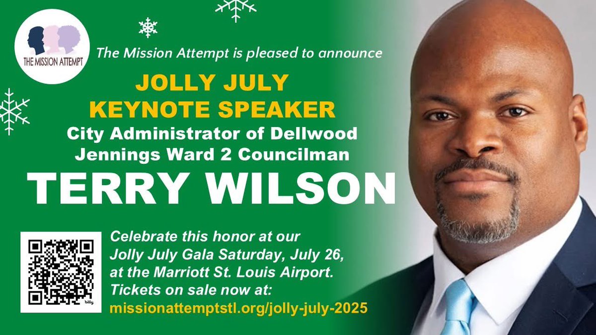 Jennings City Councilman Terry Wilson (@terrywilsonstl) on Twitter photo I’m excited to be the keynote speaker at THE MISSION ATTEMPT annual Jolly July Gala July 26th....Get your tickets now… I’m excited to be the keynote speaker at THE MISSION ATTEMPT annual Jolly July Gala July 26th....Get your tickets now…