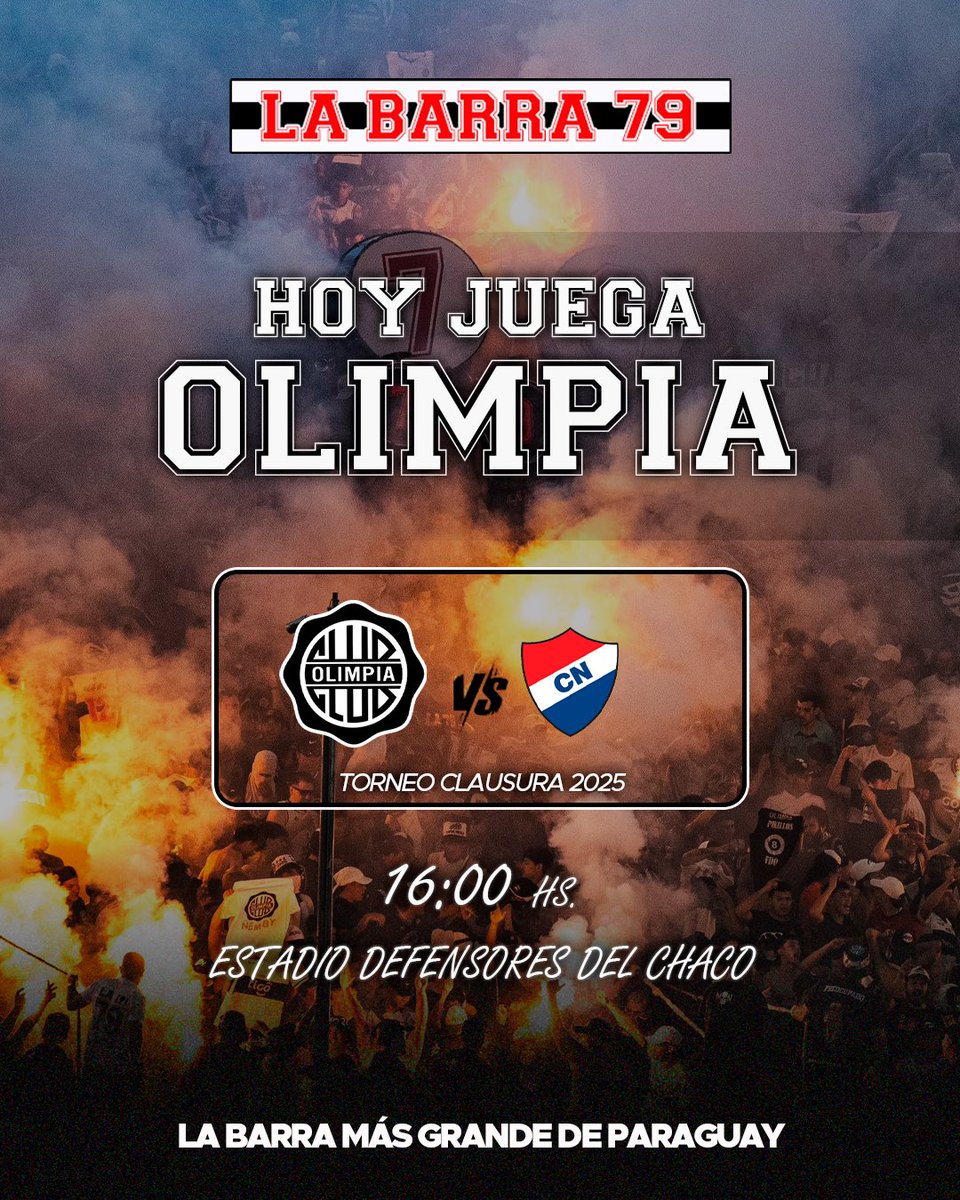Olimpia mi buen amigo esta campaña volveremos a estar contigo.🎶

HOY JUEGA EL CAMPEÓN DEL MUNDO 🏆

#LaBarra79 #La79