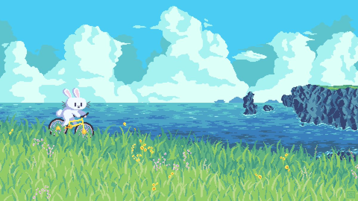 yolwoocle_'s tweet photo. Summerside Cruise 
#pixelart https://t.co/4LfaNOubSe