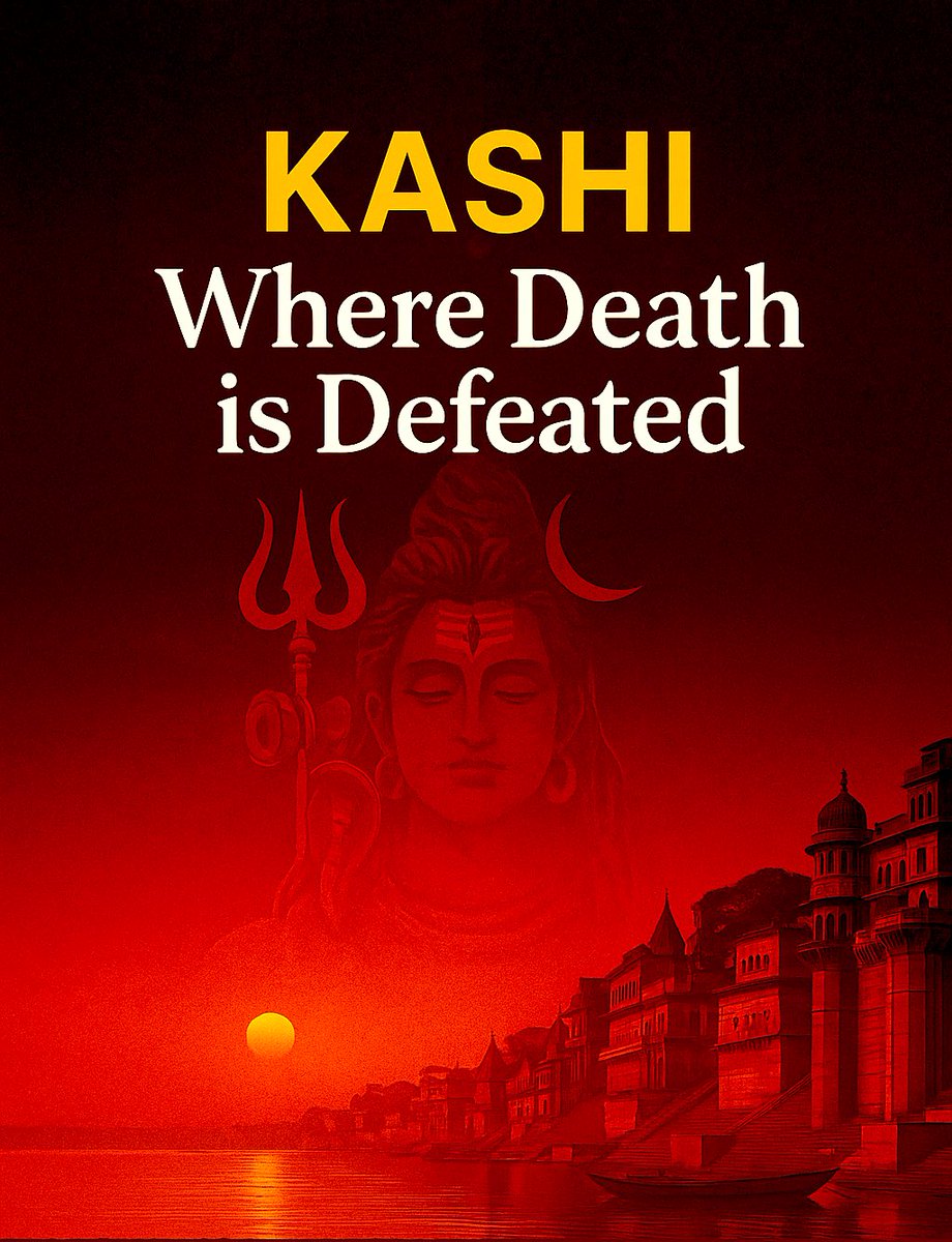 Kashi Bhagwan Shiva’s Cosmic City - Where Death is Defeated…!🚩
Not just a city - 
Kashi is the gateway to liberation.
Where even Yama, the Devta of death, has no power…! 🔥

Read this sacred thread and discover why dying here is moksha itself…!👇