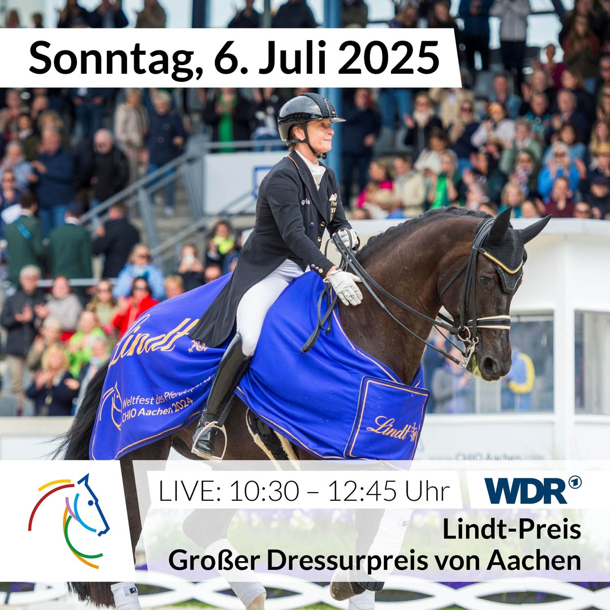 Das große Dressur-Finale! Lindt-Preis live ab 10:30 Uhr im <a href="/WDR/">WDR</a> 📺

#CHIOAachen #WDR #Lindt

The grand dressage finale! Lindt-Prize live from 10:30 CET on WDR 📺