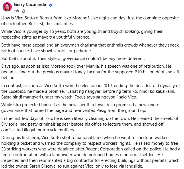 CrushMajor's tweet photo. Isko and Vico are two sides of the same coin. Both may be highly charismatic, both may bring a certain level of youthfulness to their office, but one is a genuine public servant while the other is all form without substance.

- Gerry Cacanindin https://t.co/D5EwnRsuPd