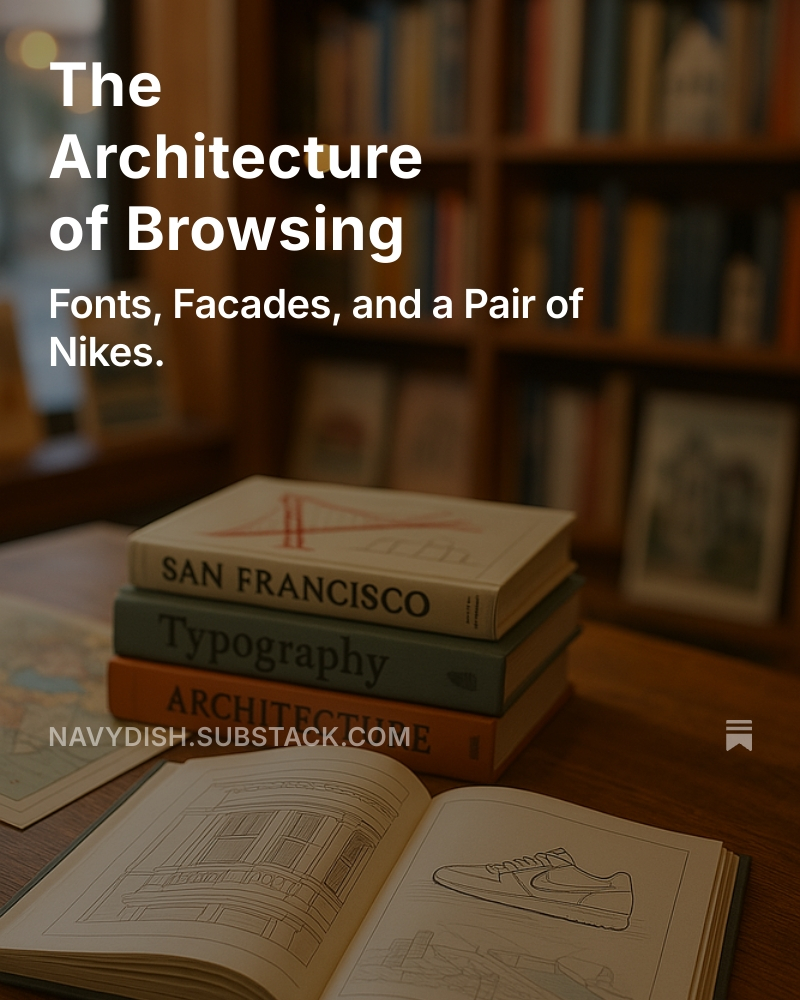 wrote something. wrote something in kurt vonnegut style.

read.

"I was at a store. A bookstore. A bookstore that specialized in books on just one topic. One topic was all about architecture. Architecture of all realms."
open.substack.com/pub/navydish/p…