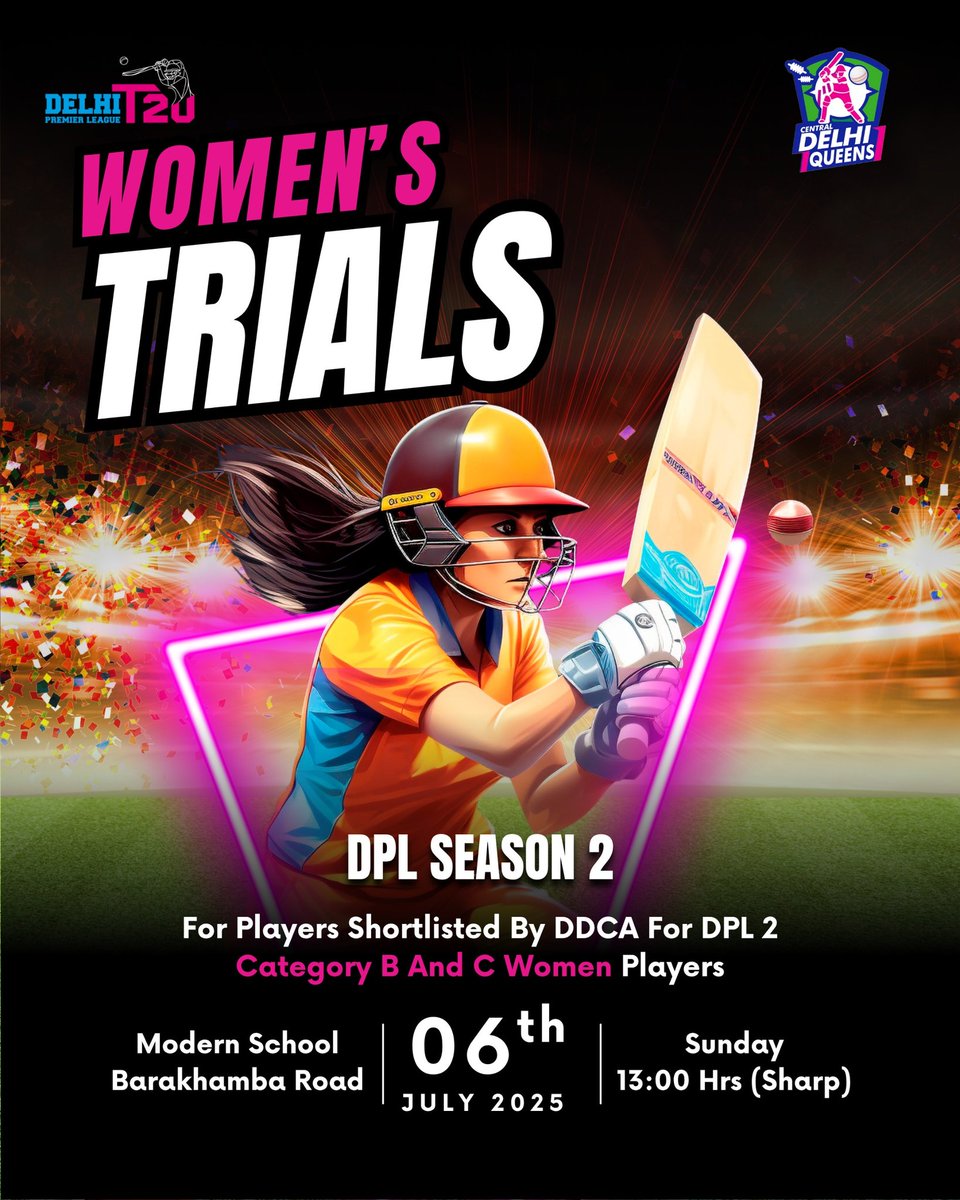 Sunday Trials #centralDelhiqueens #delhipremiereleague #DPL #ddca #cricketnews #CricketTwitter #Cricket #INDvsENG