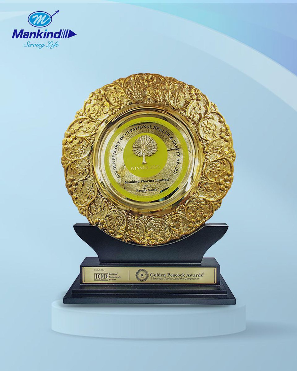 Honouring their exceptional achievements in the space of occupational health and safety in the pharmaceutical sector, Mankind Pharma Unit-1, Paonta Sahib was presented with the Golden Peacock Occupational Health &amp; Safety Award by Union Minister Sri HD Kumaraswamy.
#GoldenPeacock