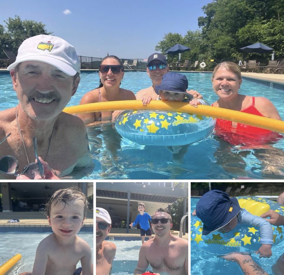 Pool day with the Creighton’s, Zusins and Muellers at Center Hill Lake.  Grandson Thomas , James and Bobby all exhausted by the end of the day.