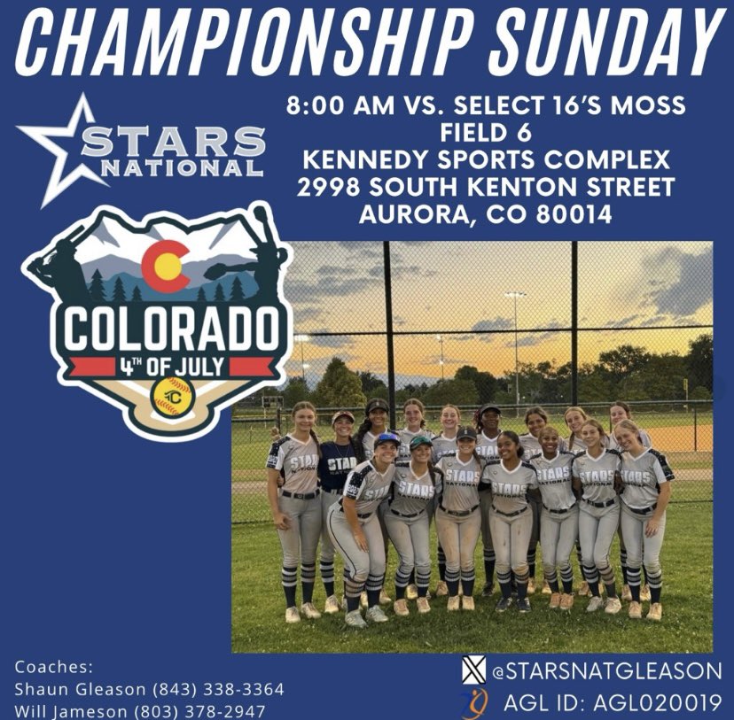 NiaIngraham's tweet image. Headed to Championship Sunday!
@COSparkFire
@triplecrownspts
@BallGirlSports
@SoftballDown
@tagupSoftball
@GleasonStarsNat
@starsnationalfp