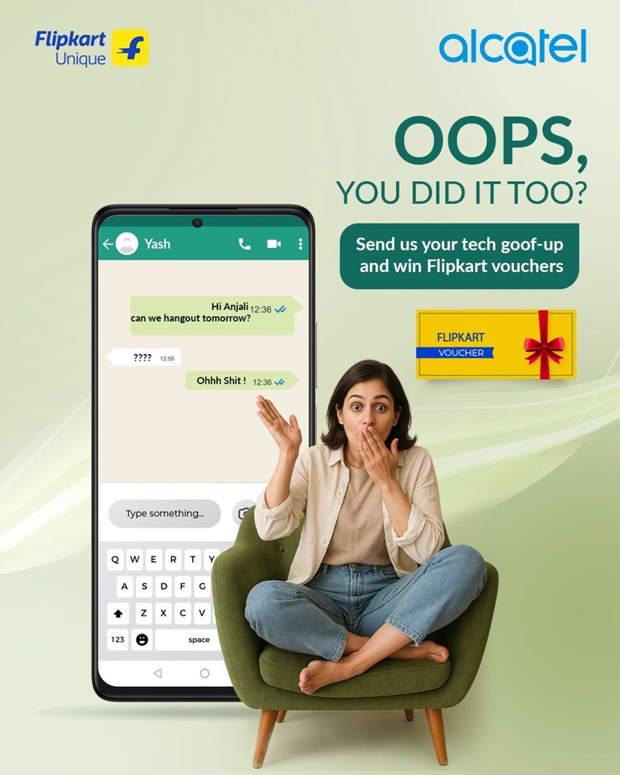 IndiaAlcatel's tweet image. Oops, You Did It Too? 😱
Sent the wrong message to the wrong person? Made a goof-up you wish you could undo?
We’ve all been there, and now your blunder could win you something awesome!

How to Enter:
1. Share your funniest tech goof-up in the comments.
2. Tag us and use #Alcatel
