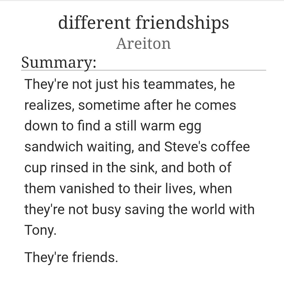 areiton_'s tweet photo. 🌟🌟New Fic🌟🌟
different friendships - steve &amp; tony &amp; thor - tony thinks about the strange state he finds himself in: having friends. 
Written for @tpheartzine

https://t.co/UdA7XD6ZSY https://t.co/PZHT7kUeE8