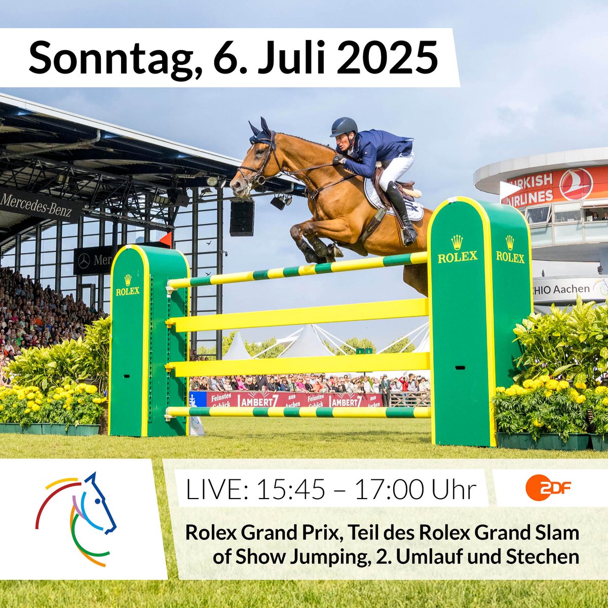 Welches Paar gewinnt den <a href="/ROLEX/">ROLEX</a> Grand Prix? 🏆

Das <a href="/ZDF/">ZDF</a> überträgt den zweiten Umlauf und das Stechen live ab 15:45 Uhr 📺

#CHIOAachen #ZDF <a href="/RolexGrandSlam/">Rolex Grand Slam</a>

ZDF is broadcasting the second round and the jump-off of the Rolex Grand Prix live from 15:45 CET 📺