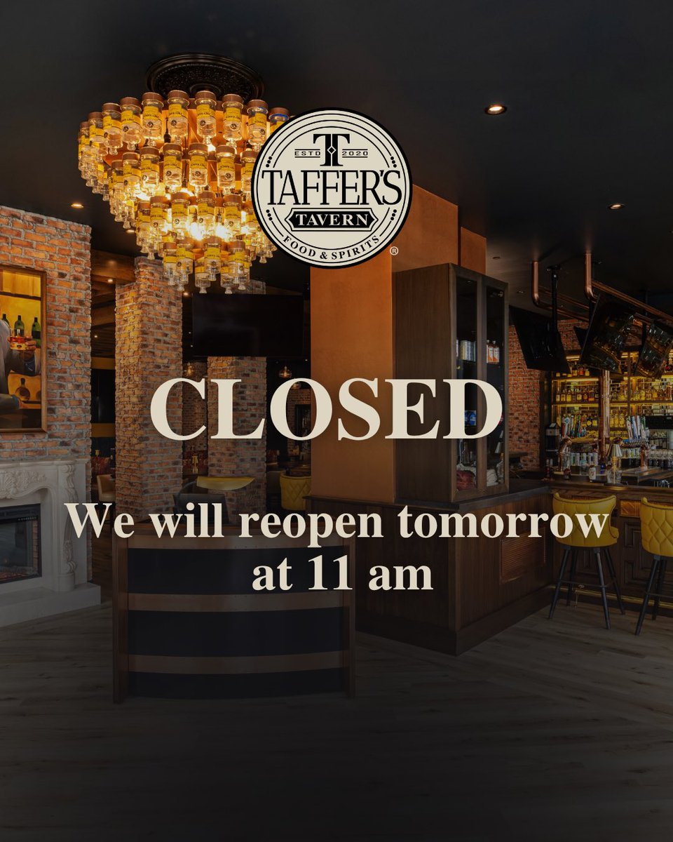 tafferstavern's tweet image. Alpharetta! We are closed early tonight. We will reopen tomorrow at 11am. Join us for Weekend Brunch from 11am-3pm! ☺️