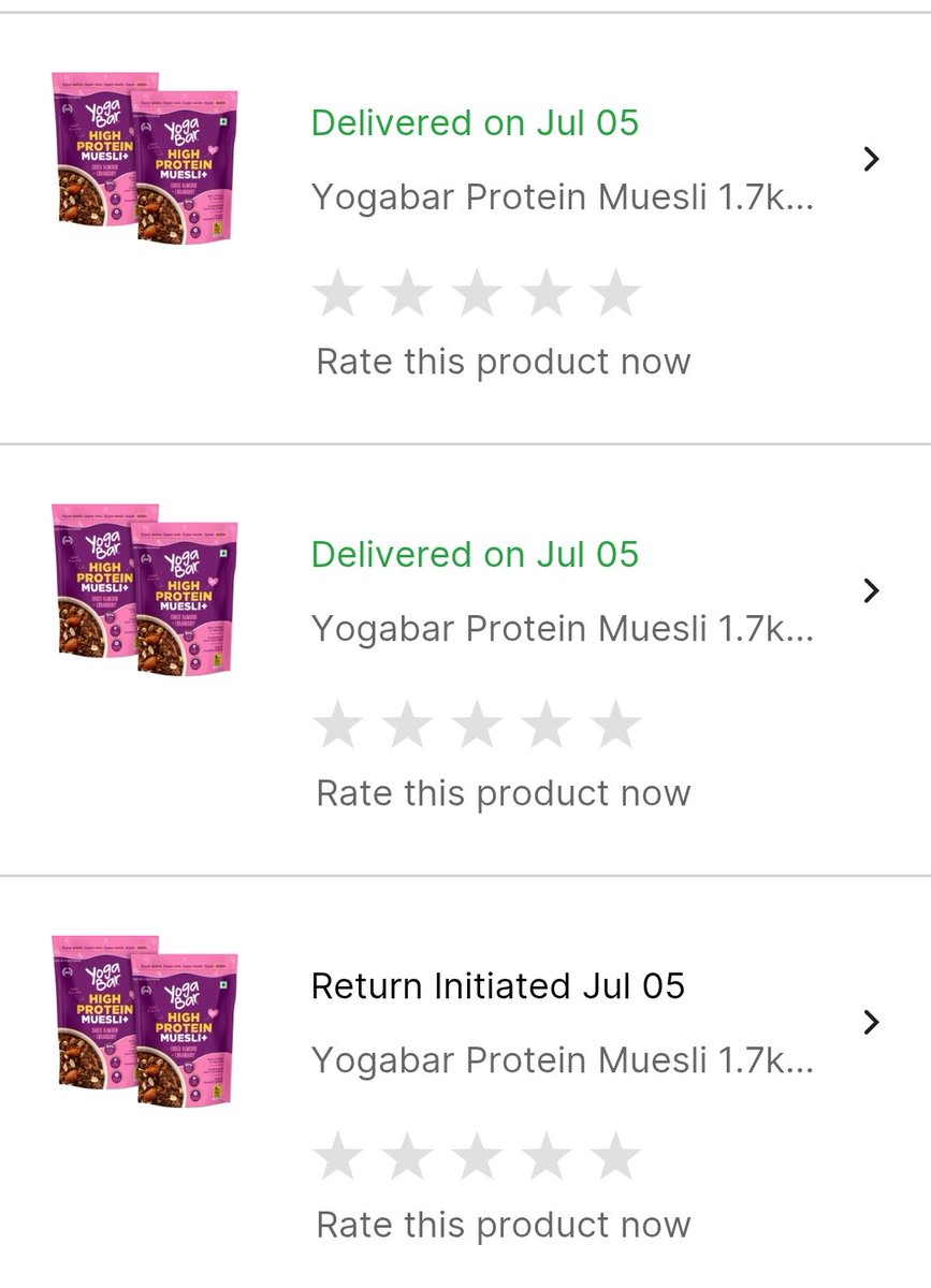 SATYAVIRARYA's tweet image. @Flipkart @flipkartsupport I have ordered 6 packets of Yogabar Muesli but only received 4—this has happened several times! How can 6 packets fit in this small carton? Please investigate! #OrderIssues