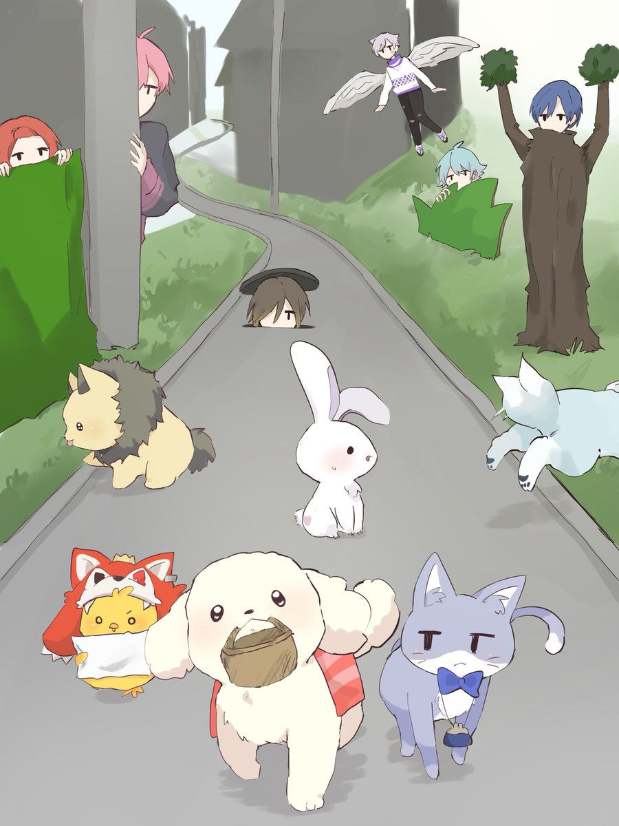 はじめてのおつかいでウキウキなもふめいとと心配で見守りに来たご主人様達
#もふめいとあーと