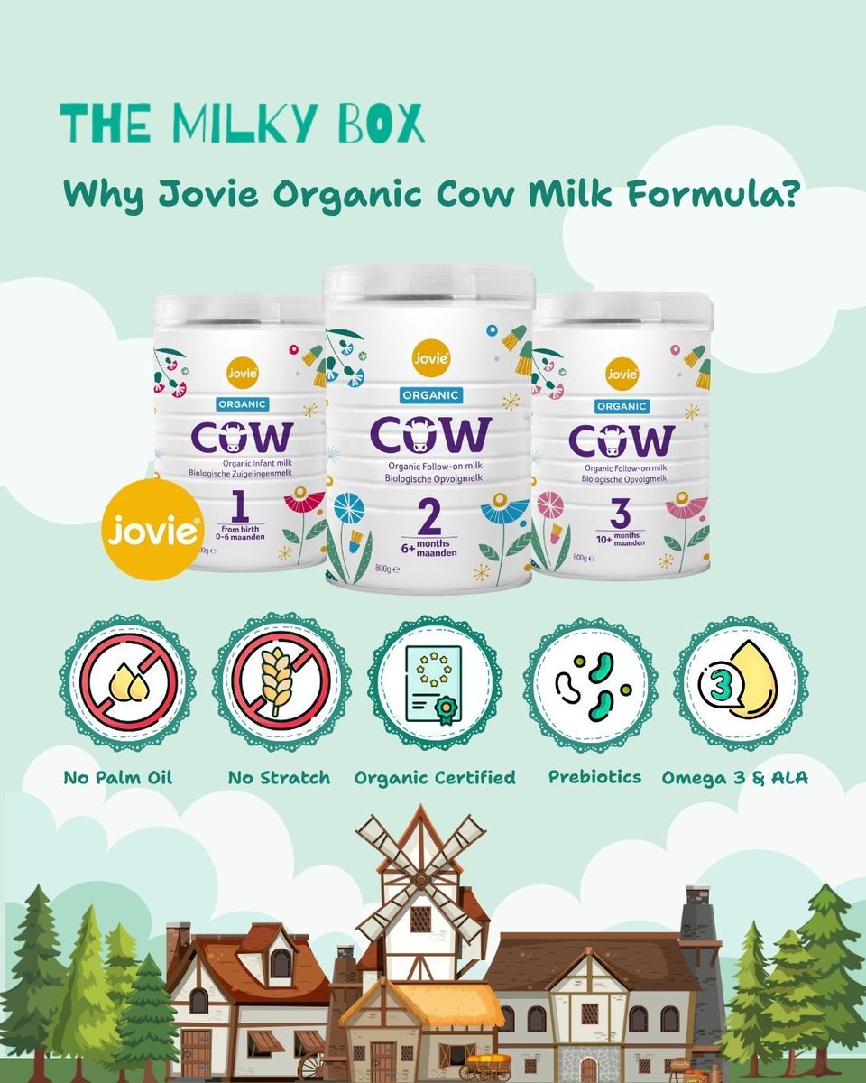 TheMilkyBox's tweet photo. Why do we LOVE Jovie Cow? 
Because it’s made with your baby’s well-being in mind:
✔️ No Palm Oil
✔️ No Starch
✔️ Certified Organic
✔️ Gentle Prebiotics
✔️ Omega 3 &amp; ALA for brain development

When it comes to clean nutrition, Jovie Cow checks every box!

https://t.co/3f8U6rMWMt https://t.co/IFLVL3526H