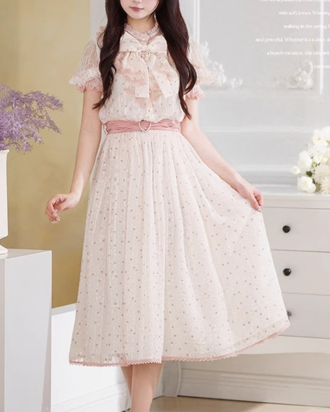 ⭐HappyRose⭐　オーダーワンピース JAYRO(ジャイロ) / 花柄デシンフレンチスリーブワンピース