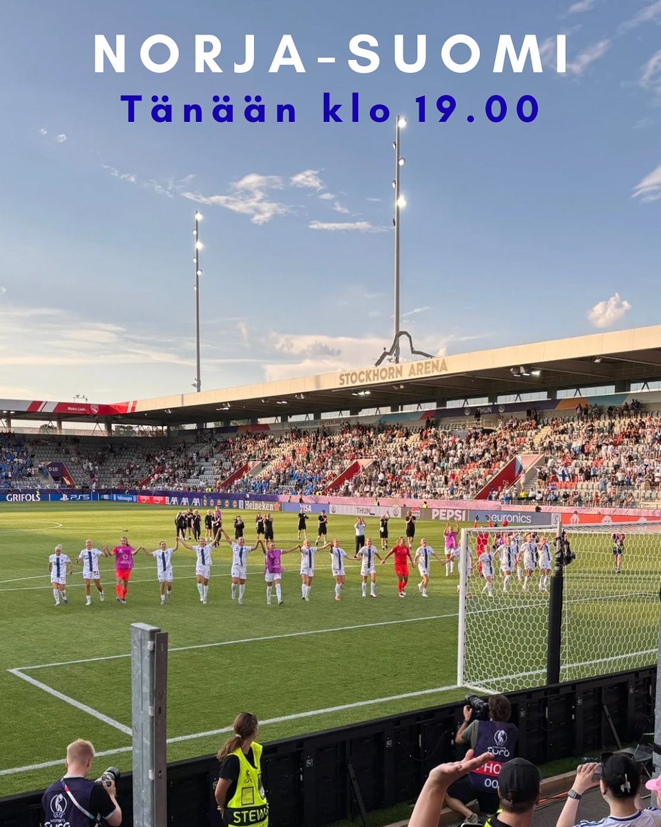 Helmareiden EM-kisataistelu jatkuu tänään Norjaa vastaan Stade de Tourbillonilla Sionissa klo 19.00 Suomen aikaa.

✔️ Kannattajien kulkue lähtee Sionin Fan Zonelta (Place du Midi) klo 15:45 paikallista aikaa.
✔️SMJK:n kotikatsomoon Konepaja Biergartenissa
📺 Yle TV2 ja Yle Areena