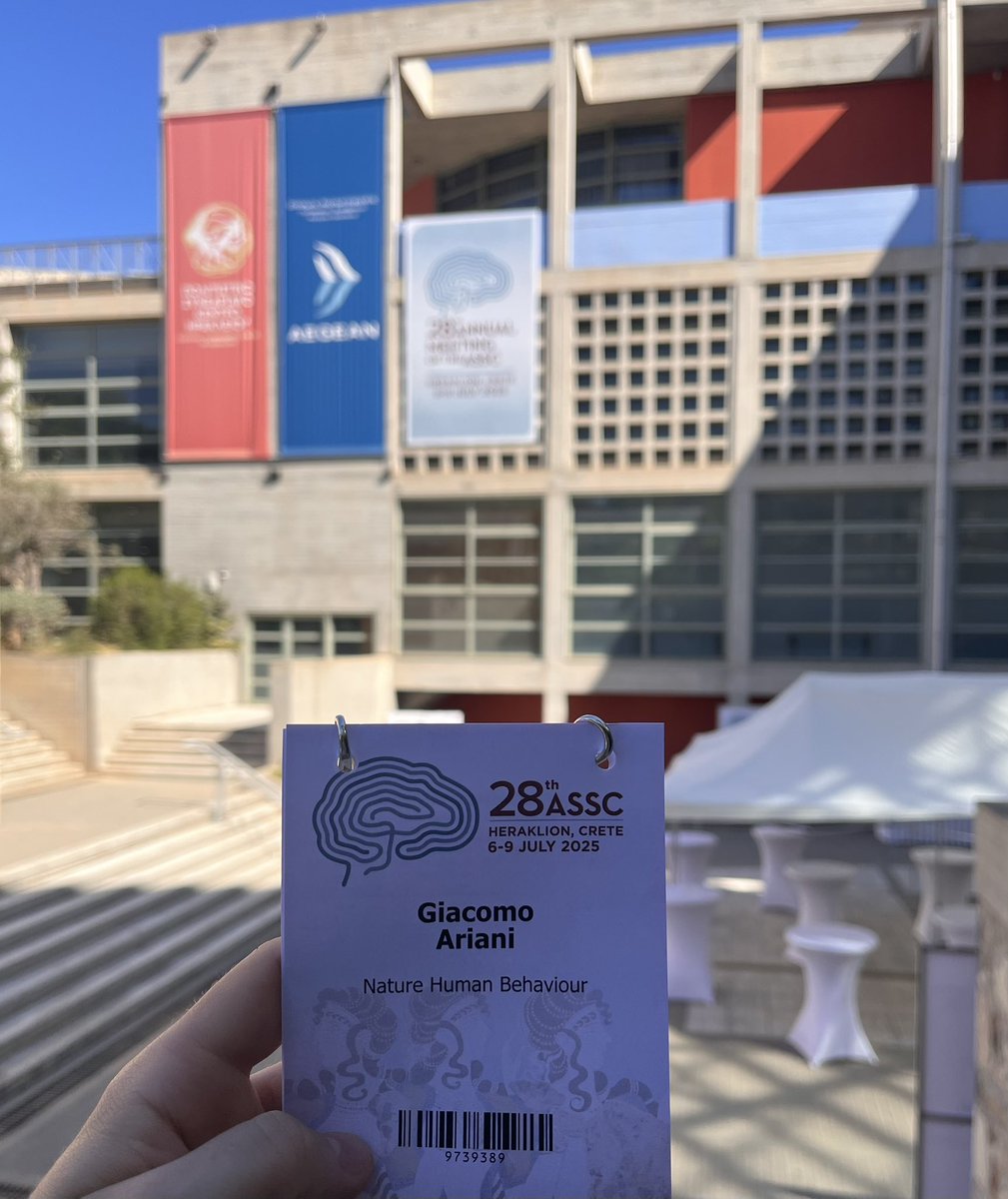 GiacomoAriani's tweet image. In Heraklion, Crete for @ASSC2025. Excited for my first time at this conference! Reach out if you’d like to see your #consciousness research in @NatureHumBehav or to chat about science #publishing in general. #ASSC28