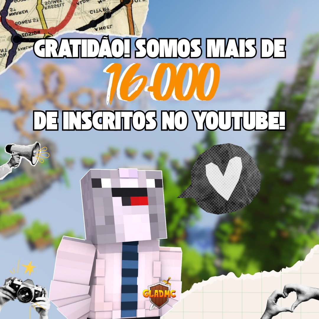 GladMC_'s tweet photo. 🎉 OBRIGADO, FAMÍLIA GLADMC! 🎉
Acabamos de ultrapassar 16.000 inscritos no nosso canal no YouTube! 😍
Cada like, comentário, visualização e inscrição é combustível pra gente continuar criando conteúdo com ainda mais dedicação e carinho!
#GladMC #16k #RumoAos20k #MinecraftBrasil https://t.co/tjyDC5bxZN
