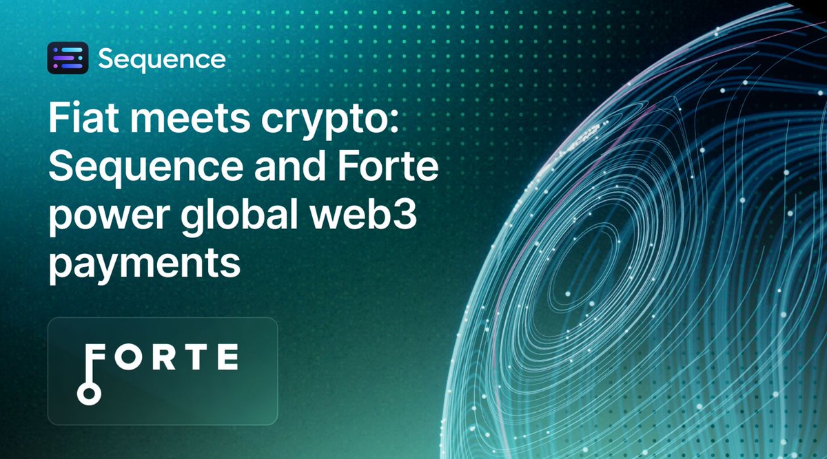 Web3Wire (@theweb3wire) on Twitter photo 💳 <a href="/ForteProtocol/">Forte</a> x <a href="/0xsequence/">Sequence</a> launch a #Web3 -native payment stack—with #FortePay, devs can enable fiat-to-crypto, #NFT & token transactions across chains. Seamless, compliant, and built for scale. PR at <a href="/TheWeb3Wire/">Web3Wire</a> ! 🔗
#FORTE #Sequence #Web3 #DeFi
web3wire.org/blockchain/for… 💳 <a href="/ForteProtocol/">Forte</a> x <a href="/0xsequence/">Sequence</a> launch a #Web3 -native payment stack—with #FortePay, devs can enable fiat-to-crypto, #NFT & token transactions across chains. Seamless, compliant, and built for scale. PR at <a href="/TheWeb3Wire/">Web3Wire</a> ! 🔗
#FORTE #Sequence #Web3 #DeFi
web3wire.org/blockchain/for…
