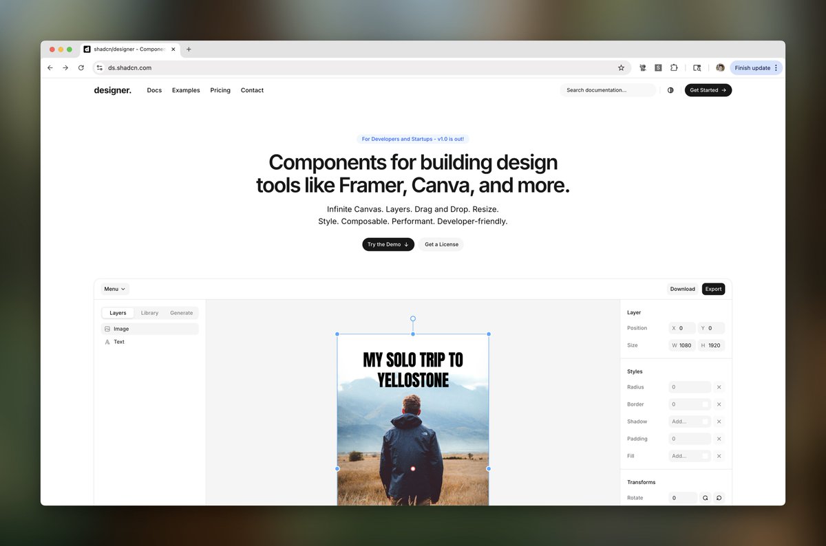 Just_Moh_it's tweet image. just discovered this beautifully crafted yet hidden product on @shadcn's website 🤫