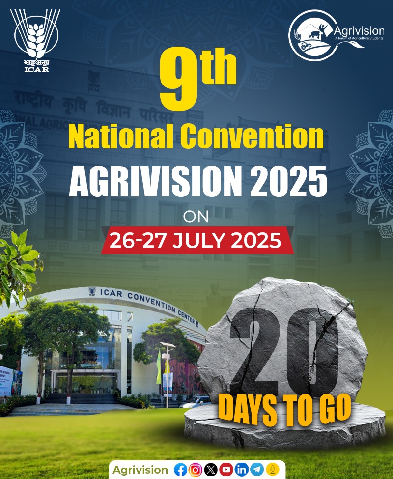 AgrivisionOrg's tweet photo. ⏳ Only 20 Days to Go!
Get ready for the biggest gathering of agri-youth at the AgriVision 2025 | 9th National Convention 🌾🇮🇳

#Agrivision2025 
#9th_National_Convention
#ABVP
#Agrivision4Bharat https://t.co/wymfcHDVK7
