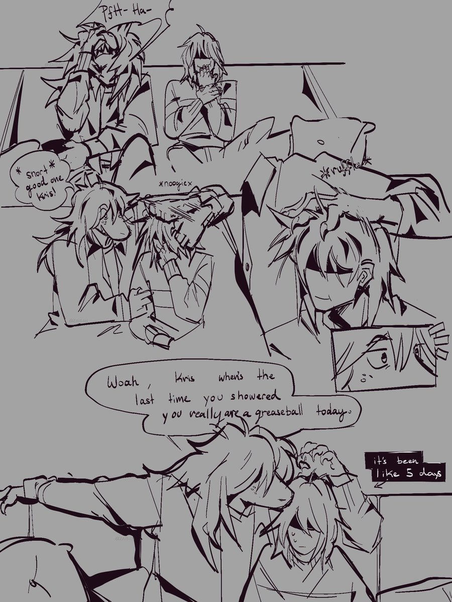 Zai5an's tweet image. quick comic idea I needed to sketch (1/2)
#DELTARUNE #kris #susie