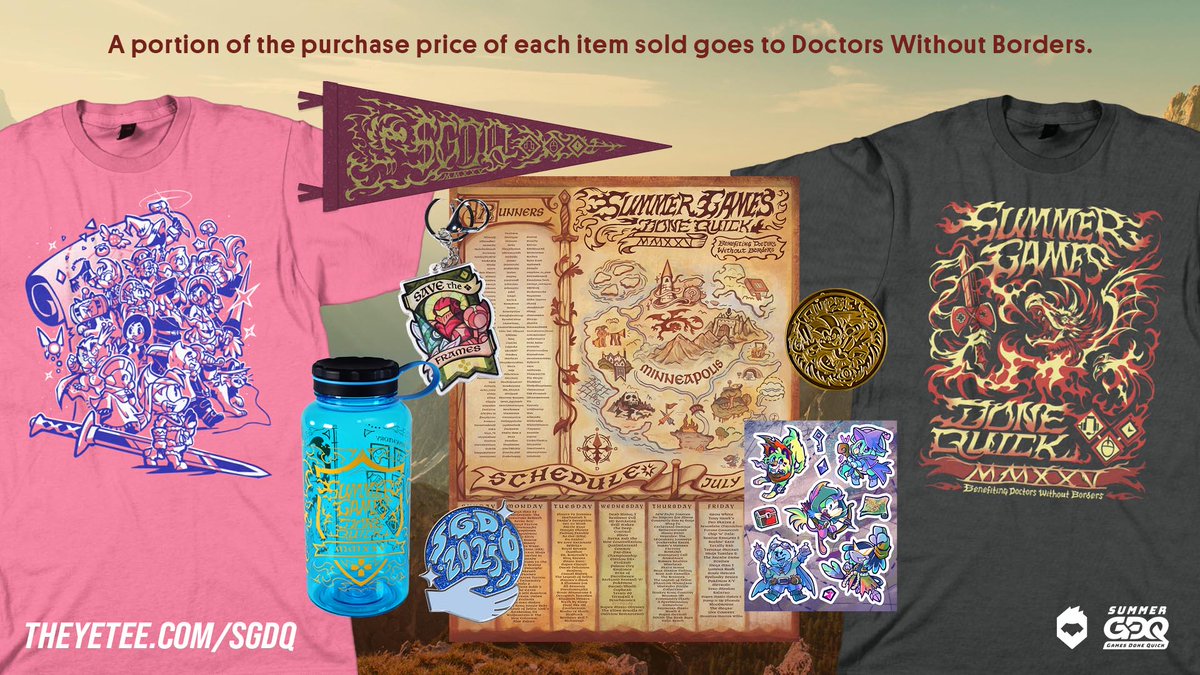 The Yetee @theyetee.com 🟦☁️🦋 (@theyetee) on Twitter photo Ready… set… GO! #SGDQ2025 starts today! Get a head start on this year's lineup of tees and merch, available throughout the full event in our official <a href="/GamesDoneQuick/">Games Done Quick 🔜 #SGDQ2025</a> collection! A portion of the purchase price of each item goes to <a href="/MSF_USA/">Doctors w/o Borders</a>: theyetee.com Ready… set… GO! #SGDQ2025 starts today! Get a head start on this year's lineup of tees and merch, available throughout the full event in our official <a href="/GamesDoneQuick/">Games Done Quick 🔜 #SGDQ2025</a> collection! A portion of the purchase price of each item goes to <a href="/MSF_USA/">Doctors w/o Borders</a>: theyetee.com