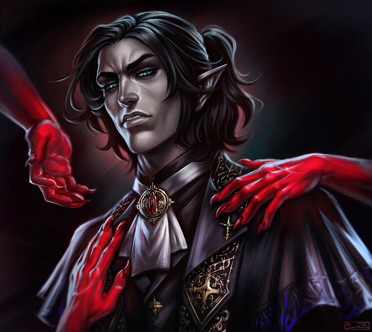 NoteszB's tweet image. * -* ~ 🩸
………  
Thank you! ♡
 ___        
#portait #commission #vampire