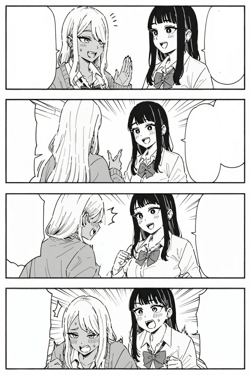 ギャル原さんの漫画も白黒漫画風にしてみた(単純なグレスケ処理じゃなくて最初から白黒で描かれているふうにした) 