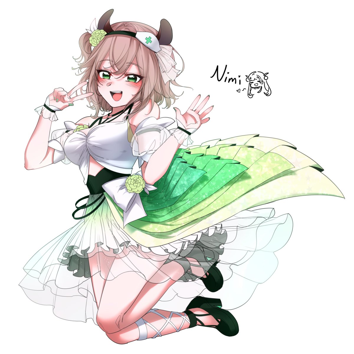 meotashie's tweet image. i’m so happy everyone loves her new outfit!!! I love nimi nightmare!!!! 💚💚💚
she’s the prettiest and sweetest!!!!!!!!!🥹#Nimagery