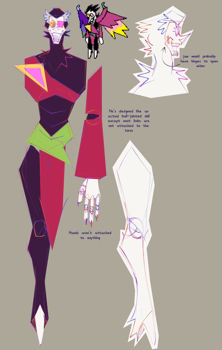 swag_RAT66's tweet image. Spamton Neo I drew for the purpose of 3D modeling #Deltarune