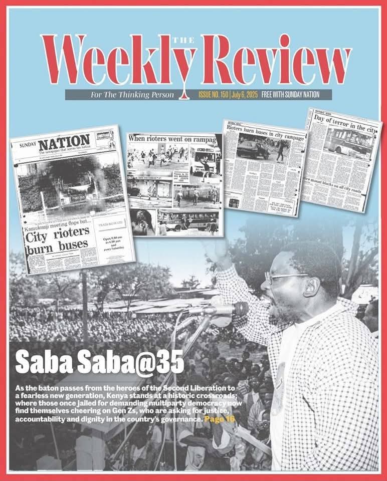 This cover isn’t nostalgia—it’s an indictment. Kenya fled Moi’s iron fist only to fall into Ruto’s polished grip.

To youth being used to dilute the Saba Saba fire, you’re not just betraying history but urinating on graves of those who gave you a voice.

#SabaSabaRevolutionDay