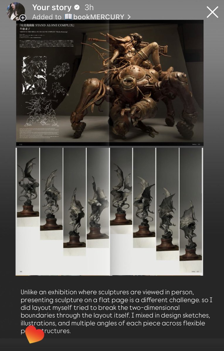 BadZrlwt's tweet image. 📘New Book Released
『MERCURY Entei Ryu 造形作品集』8月5日発売
展示会とは異なり、本では彫刻を紙面上で見せることになるため、レイアウトによって平面の制約を越えられないかと試みました。
自由な構成の中に、デザインスケッチやイラスト、さまざまな角度からの写真などを織り交ぜています。…