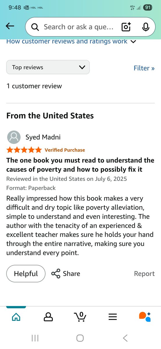 Thrilled! My book #PovertyToProsperity got its 1st 5-star review! ⭐ Syed Madni calls it 'The one book you must read to understand the causes of poverty and how to possibly fix it.'
If you've read it, please leave a review on Amazon! 🙏 ➡️ a.co/d/7mMlaDq