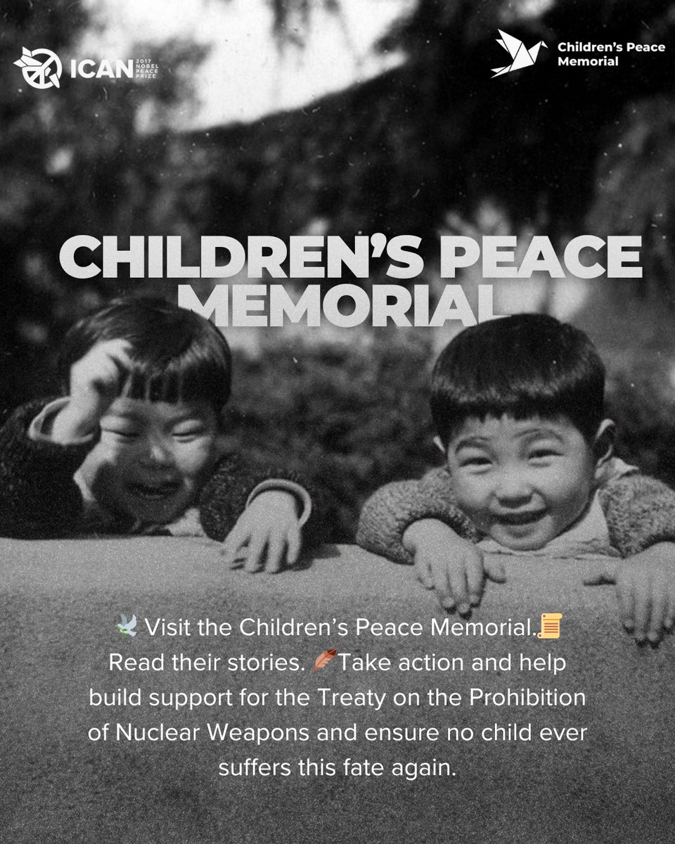 80 years ago, nuclear bombs killed more than 38,000 children in #Hiroshima and #Nagasaki. Their lives were cut short, their futures stolen.
This new memorial by <a href="/nuclearban/">ICAN</a> remembers them. 
Visit and join us to take action for a nuclear-free world: childrenspeacememorial.org