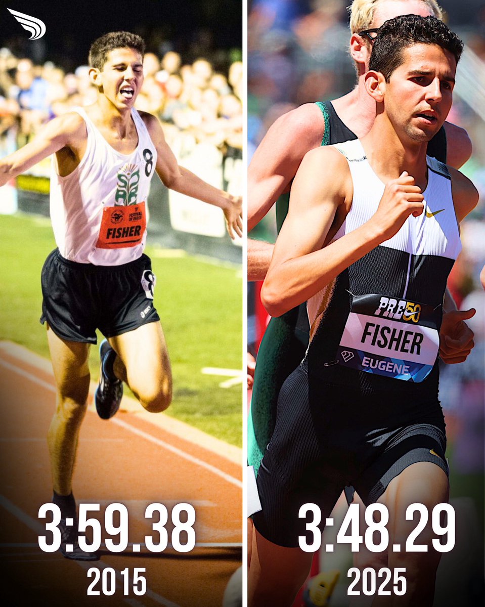 DyeStat (@dyestat) on Twitter photo After 10 years, finally got that PB 😉
<a href="/Phresh_Fish/">Grant Fisher</a> shows his range in the men’s Bowerman mile at #Pre50 and knocks 11 seconds off his previous best from high school.
The last time he ran a full mile under 4 minutes was competing at the HOKA Festival of Miles in 2015.
📸: After 10 years, finally got that PB 😉
<a href="/Phresh_Fish/">Grant Fisher</a> shows his range in the men’s Bowerman mile at #Pre50 and knocks 11 seconds off his previous best from high school.
The last time he ran a full mile under 4 minutes was competing at the HOKA Festival of Miles in 2015.
📸: