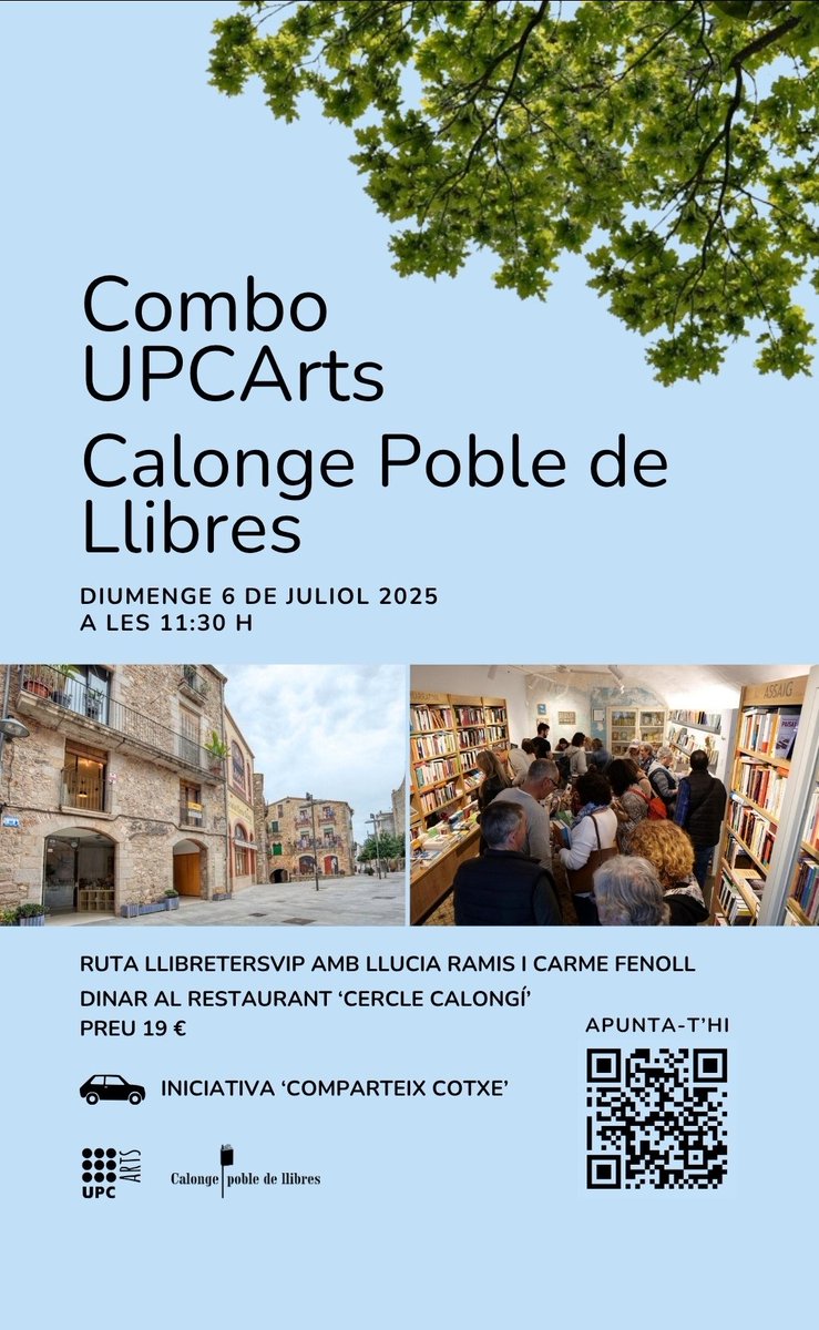 CarmeFenoll's tweet photo. "No es tracta de si la literatura ens fa millors persones o no, senzillament ens fa persones. Llegir humanitza." #LV 
Avui dg 6 de juliol a les 12h, la Llucia Ramis ens farà de #LlibreterVIP a Calonge @pobledellibres. Animeu-vos a venir!! https://t.co/JpttjLADnu