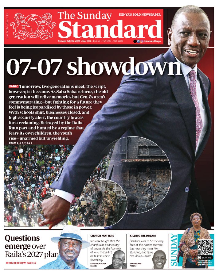 Tomorrow, two generations meet, the script, however, is the same. As Saba Saba returns, the old generation will relive memories but Gen-Zs (and Kenyans) aren't commemorating - but fighting for a future that is being jeopardized by those in power.  

With schools shut, businesses