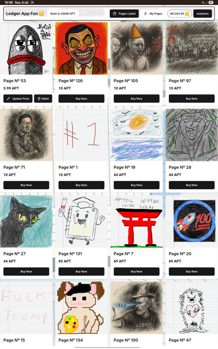 This isn’t your average NFT Collection 💯

📒 Ledgerapp.fun📒-pages is breaking the mold on <a href="/Aptos/">Aptos</a>.

Wild designs🙌🏽 
Zero clones 👏🏽

Check out 👇🏽
ledgerapp.fun/pages-listed
Or
wapal.io/collection/pag…