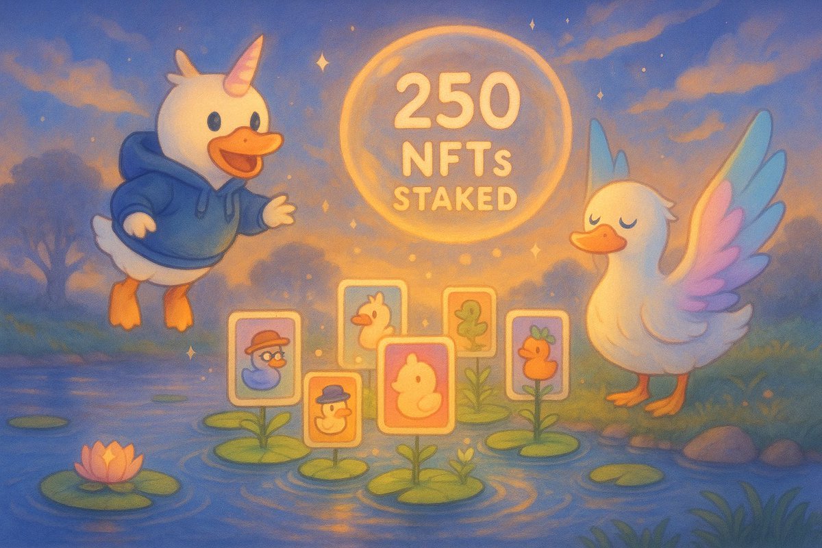 Big milestone already reached. 

🍬 250 NFTs already staked. 

🍬 NFT stakers are eligible for revenue      share of the platform &amp; ETH Megapot. 

Start staking asap if you haven’t already 😉

#Unichain $Uniduck #NFTs