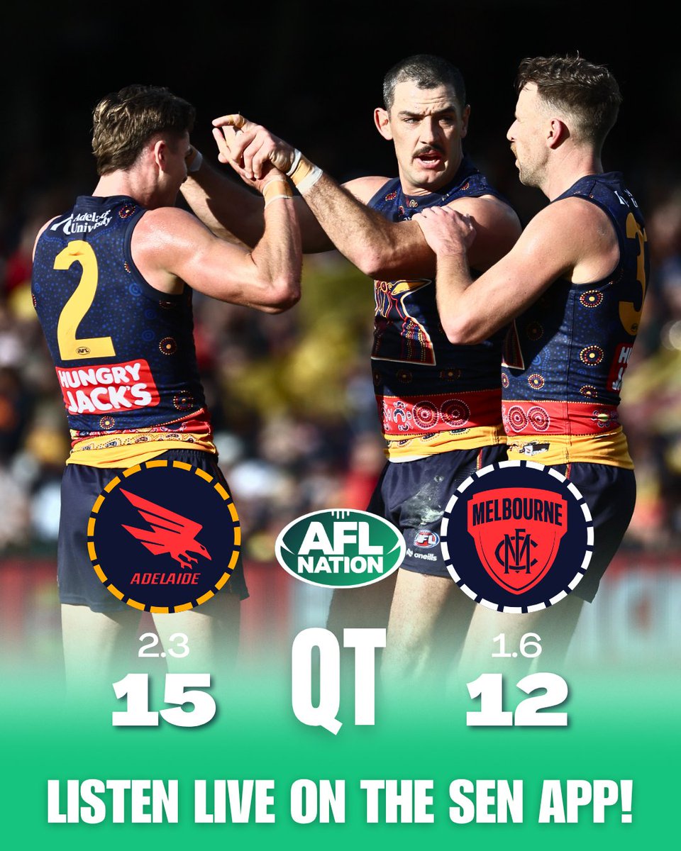 QT.

The Dees miss some golden opportunities in front of goal and the Crows take a three-point lead into the first break.

#AFLCrowsDees
