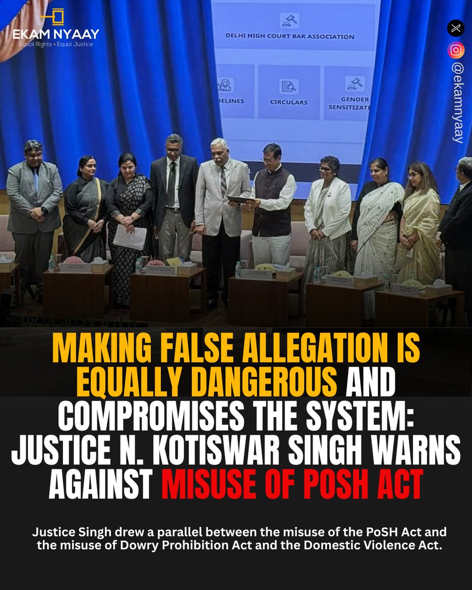 ▪At the launch of a new digital portal for filing workplace sexual harassment complaints under the PoSH Act, 2013, Supreme Court Justice N Kotiswar Singh cautioned against the rising trend of false allegations, calling them a serious threat to the integrity of the law’s