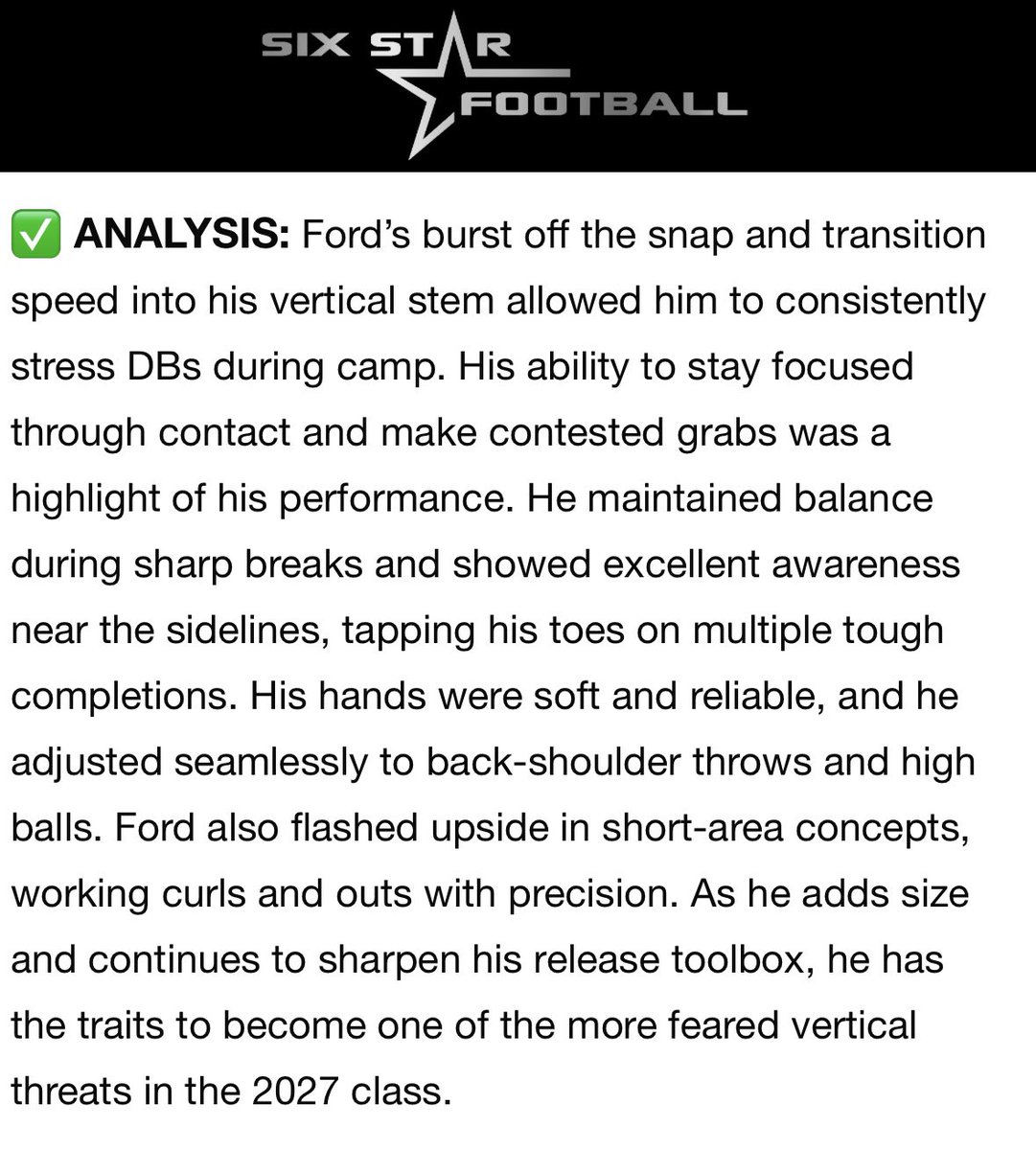 Thank you for the write up <a href="/sixstarfootball/">Six Star Football | PLUS+</a> from the <a href="/StanfordFball/">Stanford Football</a> camp.