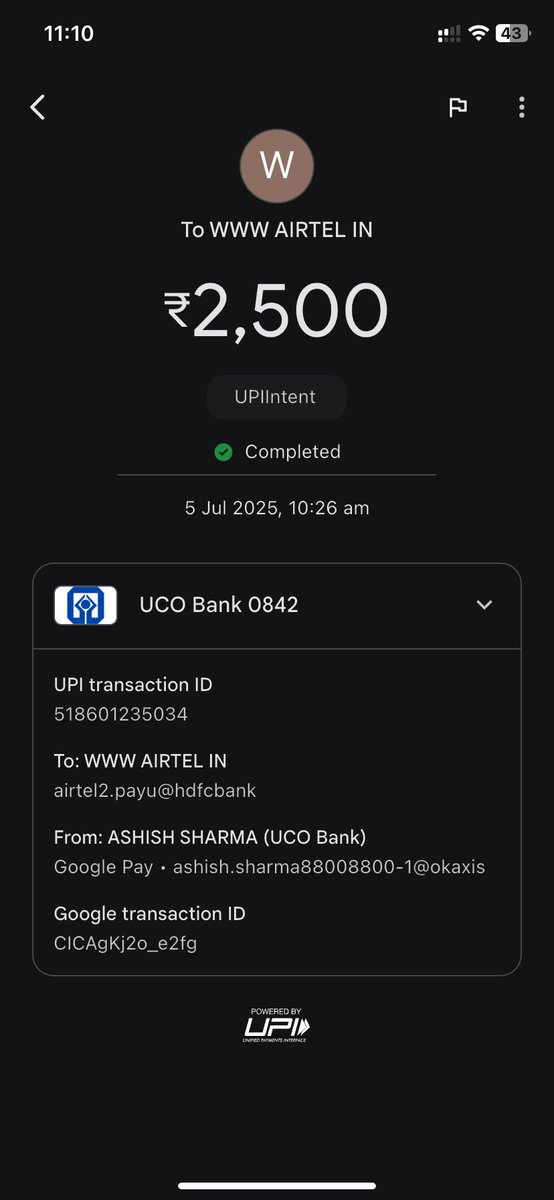 ashus8800's tweet photo. @Airtel_Presence From this payment i am expecting 1000rs back and please send someone today itself with airtel tv box which was included in my pack which your executive took back. @airtelindia @Airtel_Presence @airtelnews @bhartiairtelfdn @airtelbank @airtel https://t.co/WNa8AHUH59