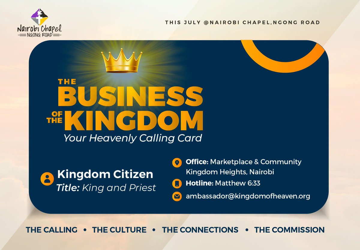 Good Morning Family, 

We warmly welcome you to our 9:00AM Worship Service on this first Sunday of July.

We begin a new series titled *The Business of the Kingdom* being taught by *Cosma Gatere*.

Karibuni…

youtube.com/live/uQKbiE_eJ…