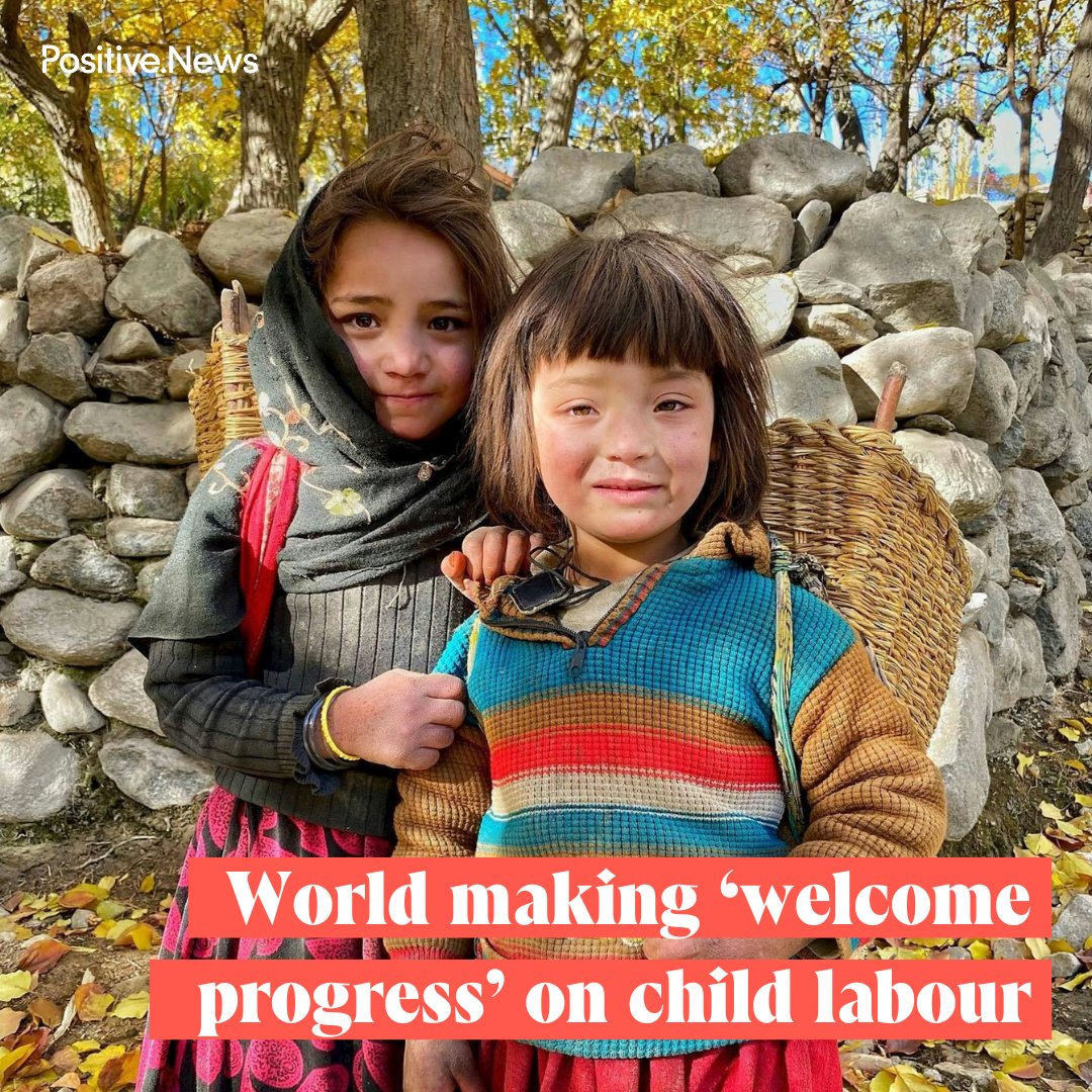 PositiveNewsUK's tweet image. The International Labour Organization’s latest report found 22 million fewer children are working compared to 2020
positive.news/society/good-n…